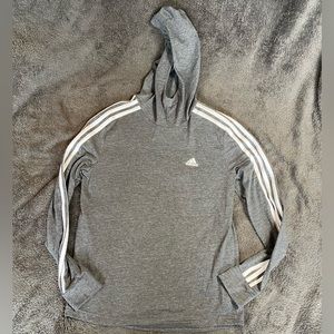 Adidas Gray Hooded Long Sleeve Shirt with High Neck Size Small